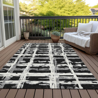 Piper Looms Chantille Stripes ACN745 Black Machine Washable Area Rug Outdoor Lifestyle Image Feature