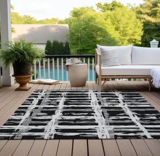 Piper Looms Chantille Stripes ACN745 Black Machine Washable Area Rug Outdoor Lifestyle Image Feature