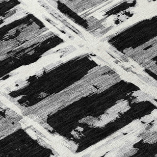 Piper Looms Chantille Stripes ACN745 Black Machine Washable Area Rug Swatch Image