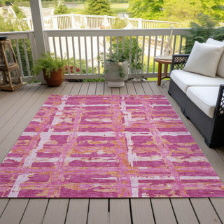 Piper Looms Chantille Stripes ACN745 Blush Machine Washable Area Rug Outdoor Lifestyle Image Feature