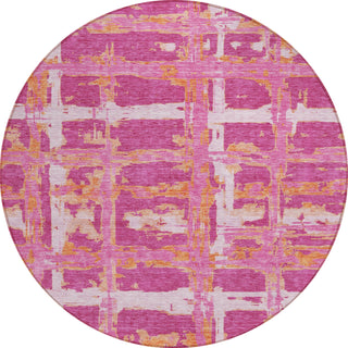 Piper Looms Chantille Stripes ACN745 Blush Machine Washable Area Rug Round Main Image