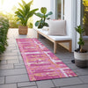 Piper Looms Chantille Stripes ACN745 Blush Machine Washable Area Rug Runner Outdoor Lifestyle Image Feature