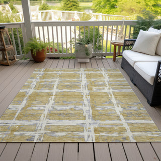 Piper Looms Chantille Stripes ACN745 Gold Machine Washable Area Rug Outdoor Lifestyle Image Feature