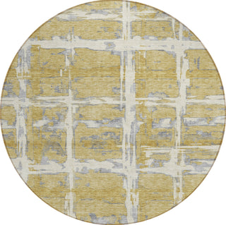 Piper Looms Chantille Stripes ACN745 Gold Machine Washable Area Rug Round Main Image