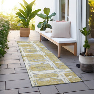 Piper Looms Chantille Stripes ACN745 Gold Machine Washable Area Rug Runner Outdoor Lifestyle Image Feature