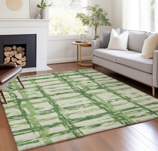 Piper Looms Chantille Stripes ACN745 Green Machine Washable Area Rug Lifestyle Image Feature
