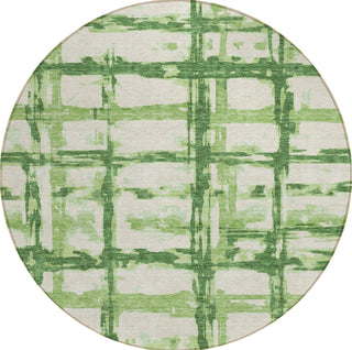 Piper Looms Chantille Stripes ACN745 Green Machine Washable Area Rug Round Main Image