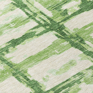 Piper Looms Chantille Stripes ACN745 Green Machine Washable Area Rug Swatch Image