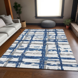 Piper Looms Chantille Stripes ACN745 Navy Machine Washable Area Rug Lifestyle Image Feature
