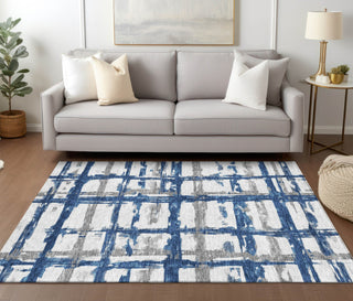 Piper Looms Chantille Stripes ACN745 Navy Machine Washable Area Rug Lifestyle Image Feature