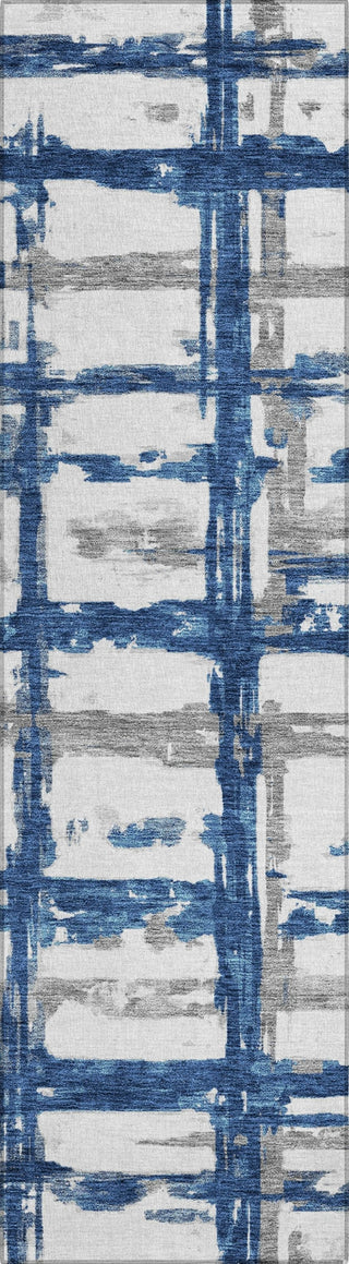 Piper Looms Chantille Stripes ACN745 Navy Machine Washable Area Rug Runner Main Image