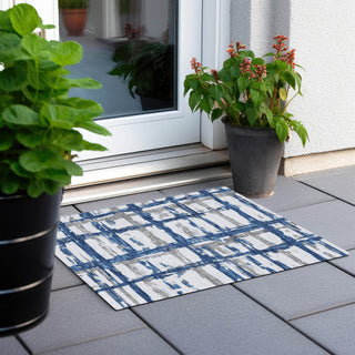 Piper Looms Chantille Stripes ACN745 Navy Machine Washable Area Rug Scatter Outdoor Lifestyle Image Feature