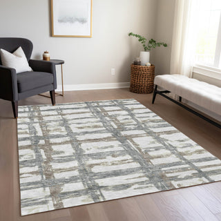 Piper Looms Chantille Stripes ACN745 Silver Machine Washable Area Rug Lifestyle Image Feature