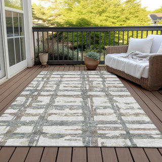 Piper Looms Chantille Stripes ACN745 Silver Machine Washable Area Rug Outdoor Lifestyle Image Feature