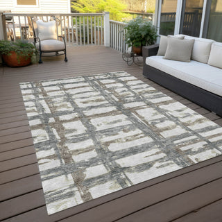 Piper Looms Chantille Stripes ACN745 Silver Machine Washable Area Rug Outdoor Lifestyle Image Feature