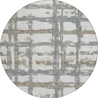 Piper Looms Chantille Stripes ACN745 Silver Machine Washable Area Rug Round Main Image