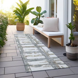 Piper Looms Chantille Stripes ACN745 Silver Machine Washable Area Rug Runner Outdoor Lifestyle Image Feature