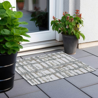 Piper Looms Chantille Stripes ACN745 Silver Machine Washable Area Rug Scatter Outdoor Lifestyle Image Feature