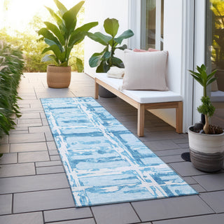 Piper Looms Chantille Stripes ACN745 Sky Machine Washable Area Rug Runner Outdoor Lifestyle Image Feature