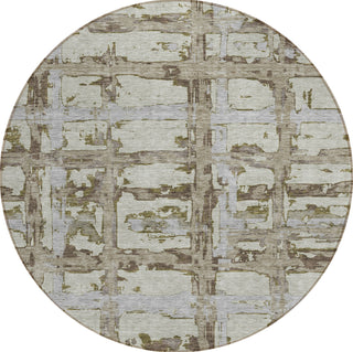 Piper Looms Chantille Stripes ACN745 Taupe Machine Washable Area Rug Round Main Image
