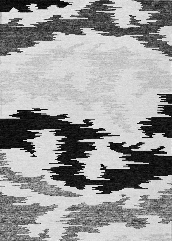 Piper Looms Chantille Abstract ACN746 Black Machine Washable Area Rug main image