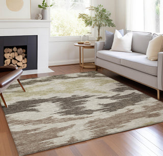 Piper Looms Chantille Abstract ACN746 Chocolate Machine Washable Area Rug Lifestyle Image Feature