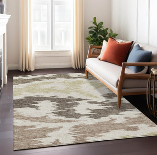 Piper Looms Chantille Abstract ACN746 Chocolate Machine Washable Area Rug Lifestyle Image Feature