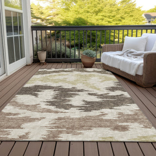 Piper Looms Chantille Abstract ACN746 Chocolate Machine Washable Area Rug Outdoor Lifestyle Image Feature