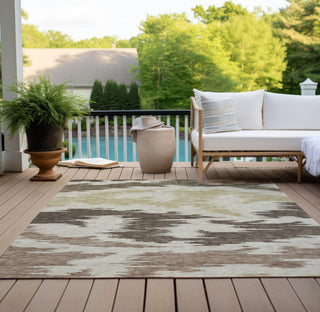Piper Looms Chantille Abstract ACN746 Chocolate Machine Washable Area Rug Outdoor Lifestyle Image Feature