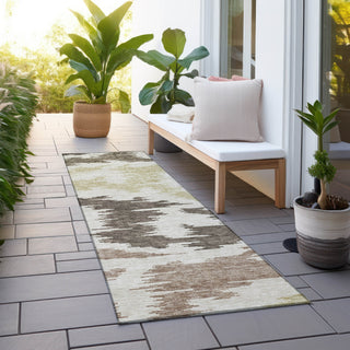 Piper Looms Chantille Abstract ACN746 Chocolate Machine Washable Area Rug Runner Outdoor Lifestyle Image Feature