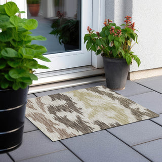 Piper Looms Chantille Abstract ACN746 Chocolate Machine Washable Area Rug Scatter Outdoor Lifestyle Image Feature