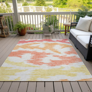 Piper Looms Chantille Abstract ACN746 Coral Machine Washable Area Rug Outdoor Lifestyle Image Feature