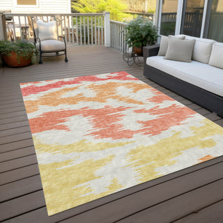 Piper Looms Chantille Abstract ACN746 Coral Machine Washable Area Rug Outdoor Lifestyle Image Feature