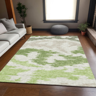 Piper Looms Chantille Abstract ACN746 Green Machine Washable Area Rug Lifestyle Image Feature