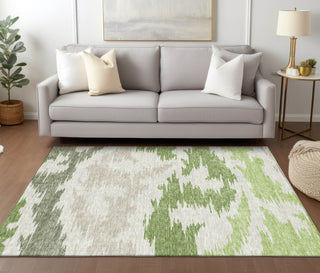 Piper Looms Chantille Abstract ACN746 Green Machine Washable Area Rug Lifestyle Image Feature