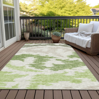 Piper Looms Chantille Abstract ACN746 Green Machine Washable Area Rug Outdoor Lifestyle Image Feature