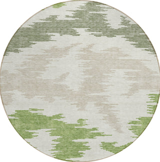 Piper Looms Chantille Abstract ACN746 Green Machine Washable Area Rug Round Main Image
