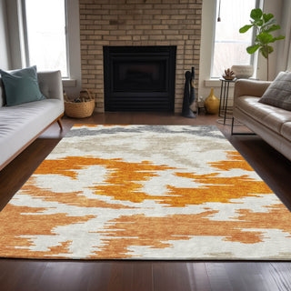 Piper Looms Chantille Abstract ACN746 Orange Machine Washable Area Rug Lifestyle Image Feature