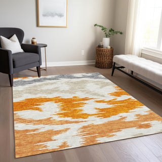 Piper Looms Chantille Abstract ACN746 Orange Machine Washable Area Rug Lifestyle Image Feature