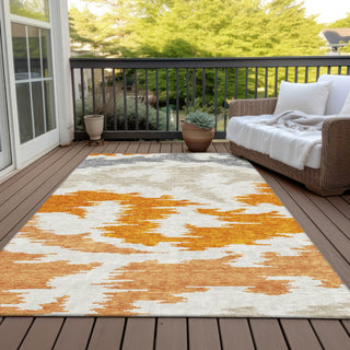 Piper Looms Chantille Abstract ACN746 Orange Machine Washable Area Rug Outdoor Lifestyle Image Feature