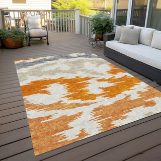 Piper Looms Chantille Abstract ACN746 Orange Machine Washable Area Rug Outdoor Lifestyle Image Feature