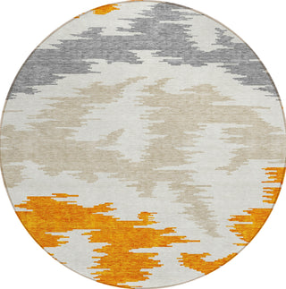 Piper Looms Chantille Abstract ACN746 Orange Machine Washable Area Rug Round Main Image