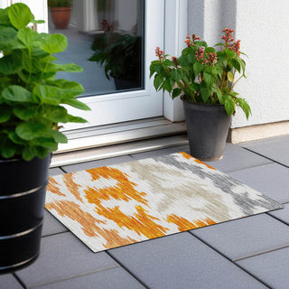 Piper Looms Chantille Abstract ACN746 Orange Machine Washable Area Rug Scatter Outdoor Lifestyle Image Feature