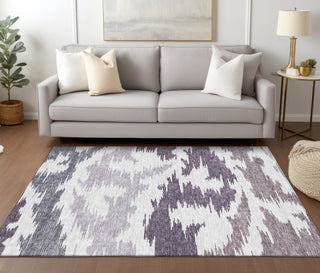 Piper Looms Chantille Abstract ACN746 Purple Machine Washable Area Rug Lifestyle Image Feature