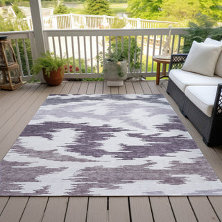 Piper Looms Chantille Abstract ACN746 Purple Machine Washable Area Rug Outdoor Lifestyle Image Feature