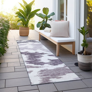 Piper Looms Chantille Abstract ACN746 Purple Machine Washable Area Rug Runner Outdoor Lifestyle Image Feature