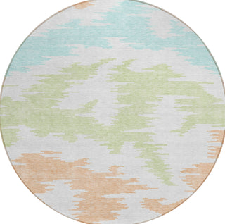 Piper Looms Chantille Abstract ACN746 White Machine Washable Area Rug Round Main Image