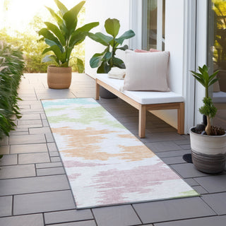 Piper Looms Chantille Abstract ACN746 White Machine Washable Area Rug Runner Outdoor Lifestyle Image Feature