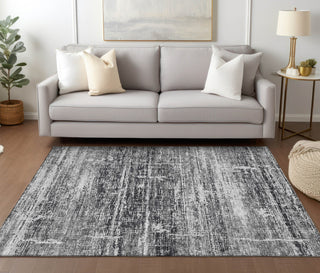 Piper Looms Chantille Modern ACN747 Black Machine Washable Area Rug Lifestyle Image Feature