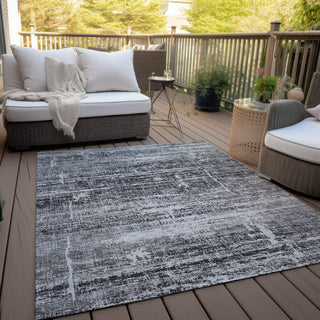 Piper Looms Chantille Modern ACN747 Black Machine Washable Area Rug Outdoor Lifestyle Image Feature